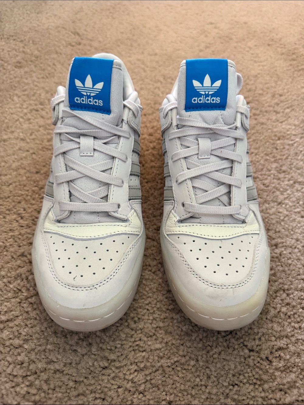 adidas Off-White Sneakers with Blue Tongue Patch